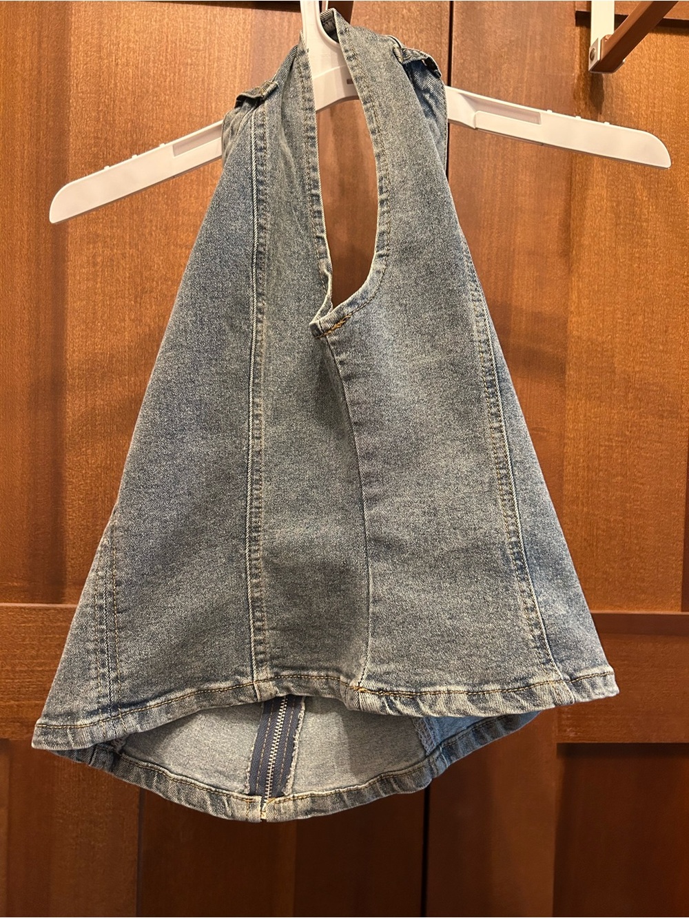 Fashion Nova Light Blue Denim Halter Jeans Top Medium NEW